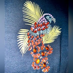 KAREN SCOTT BIRD EMBELLISHED 3/4 sleeve length T-shirt